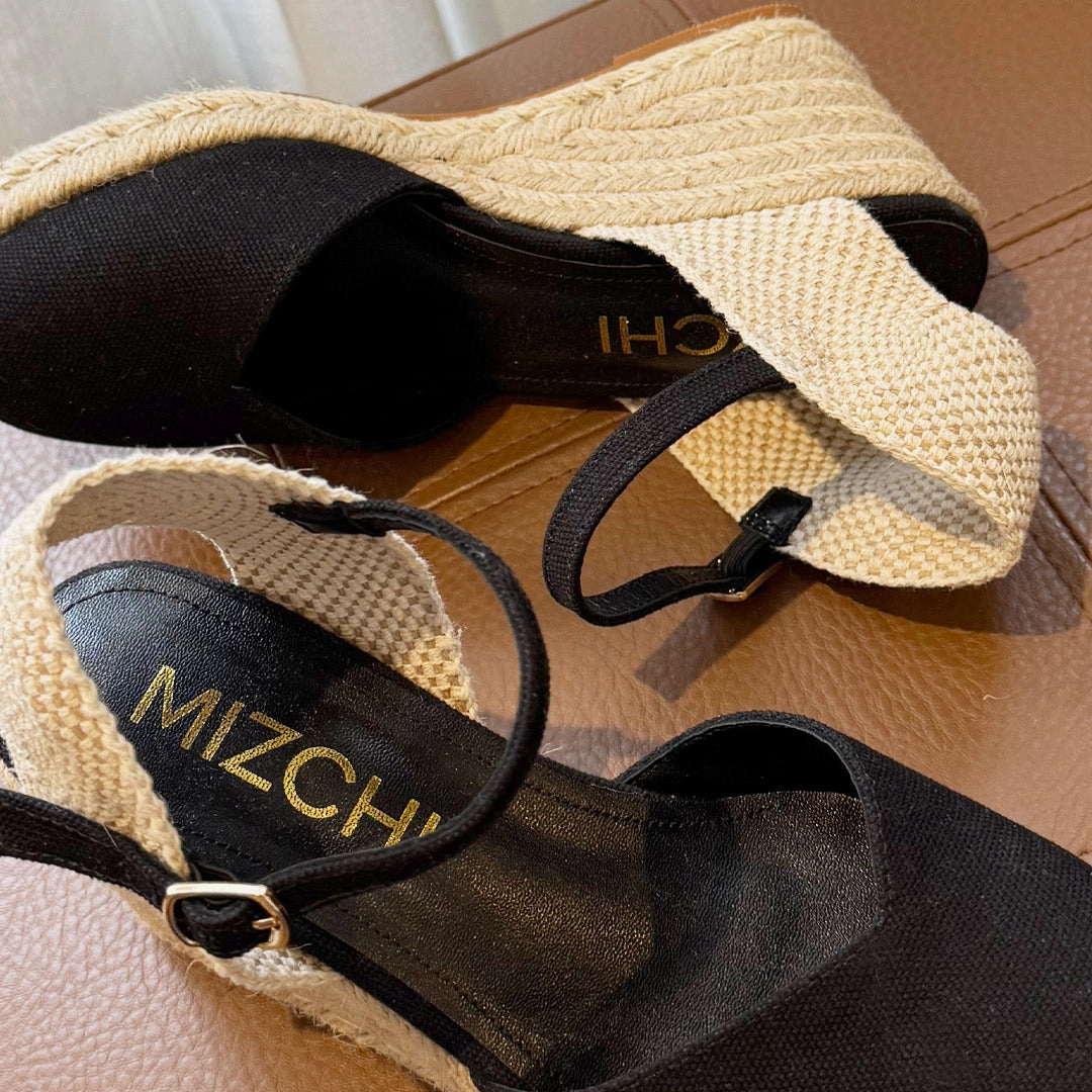 *VITTORIA - black ankle strap espadrilles