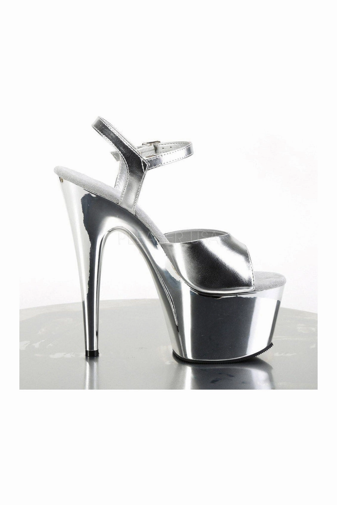 ADORE-709 Platform Sandals | Silver Faux Leather