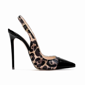 Angela Leopard Black Slingback Sandals