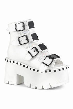 ASHES-70 Ankle Boot | White Faux Leather