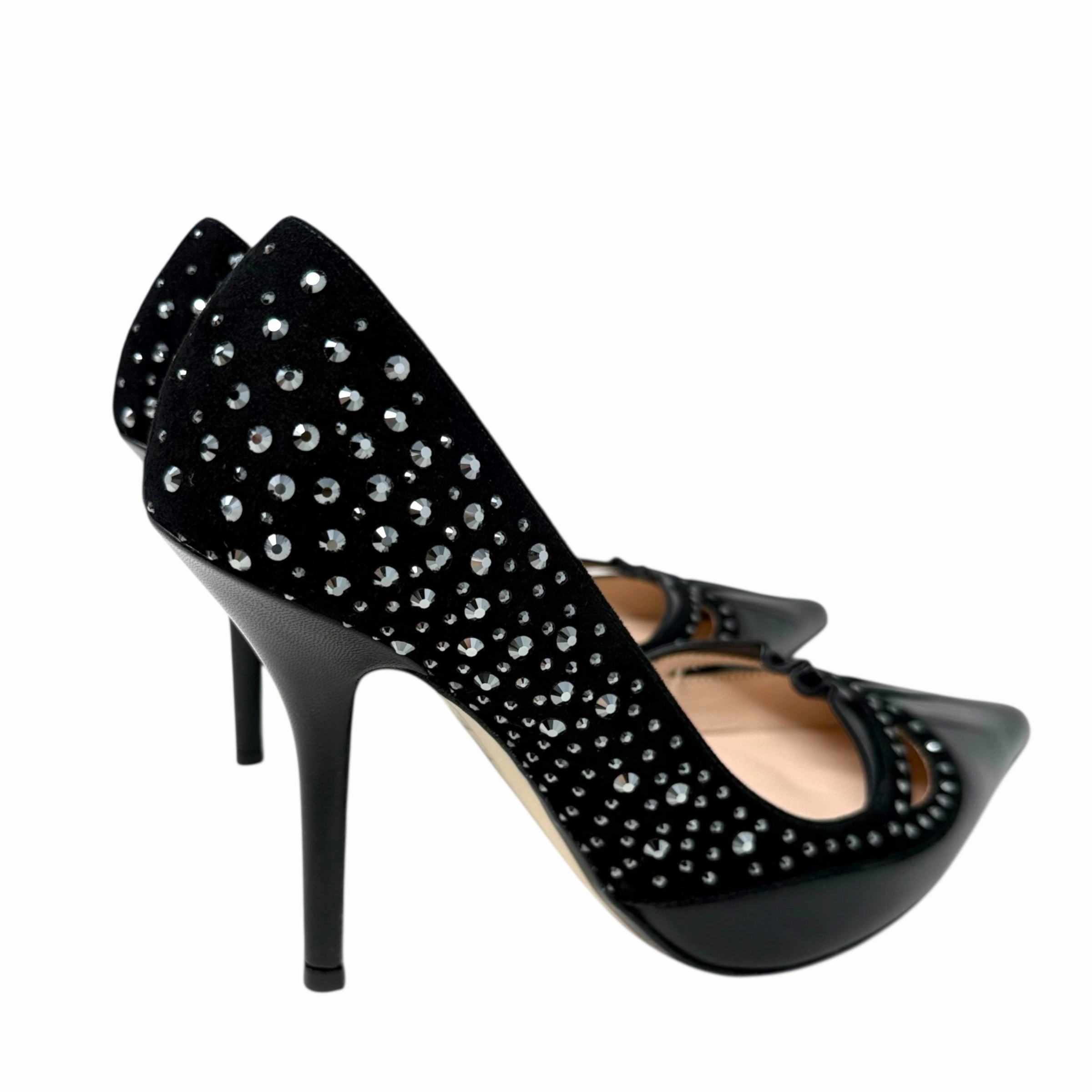 Capretto Camoscio Crystal Embellished Cutout Stiletto Pumps By N° 21 In Black, Size: US 8.5/IT 38.5