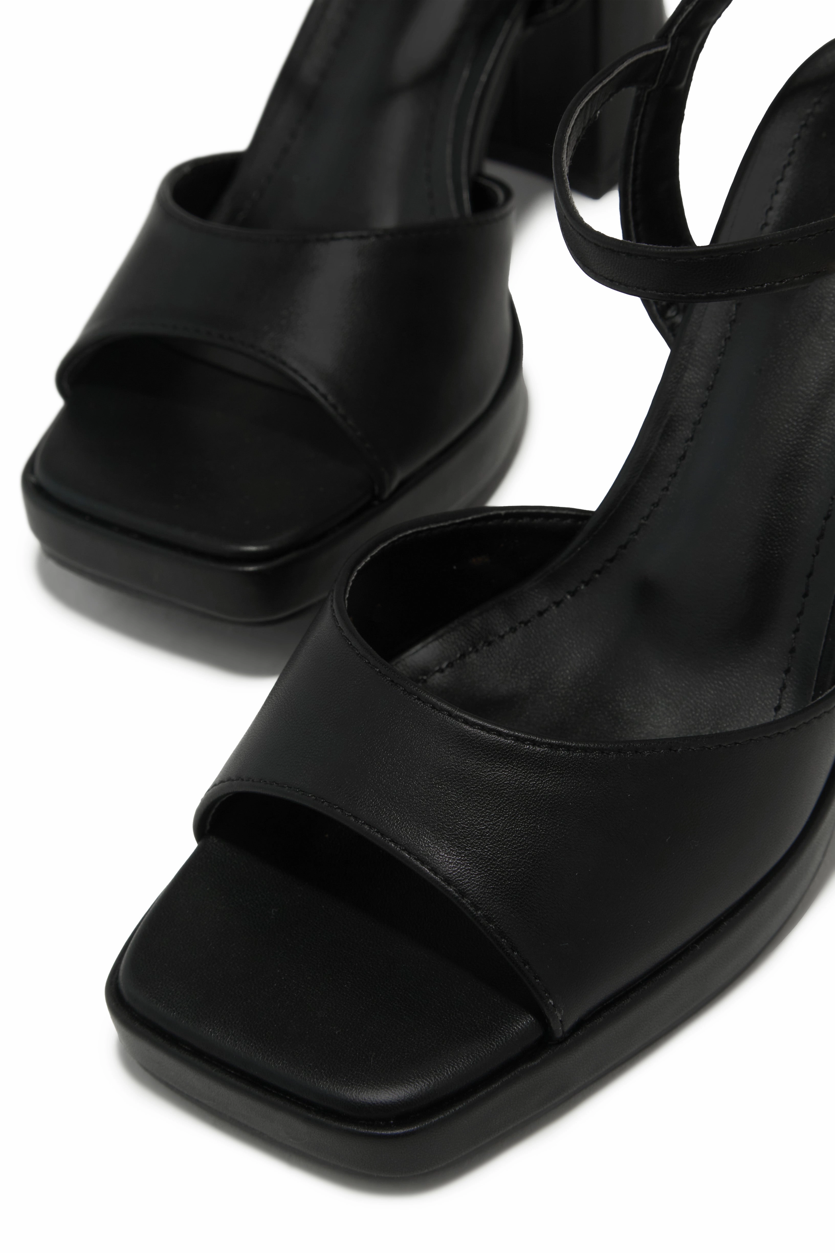 Claire Platform Block Heels - Black