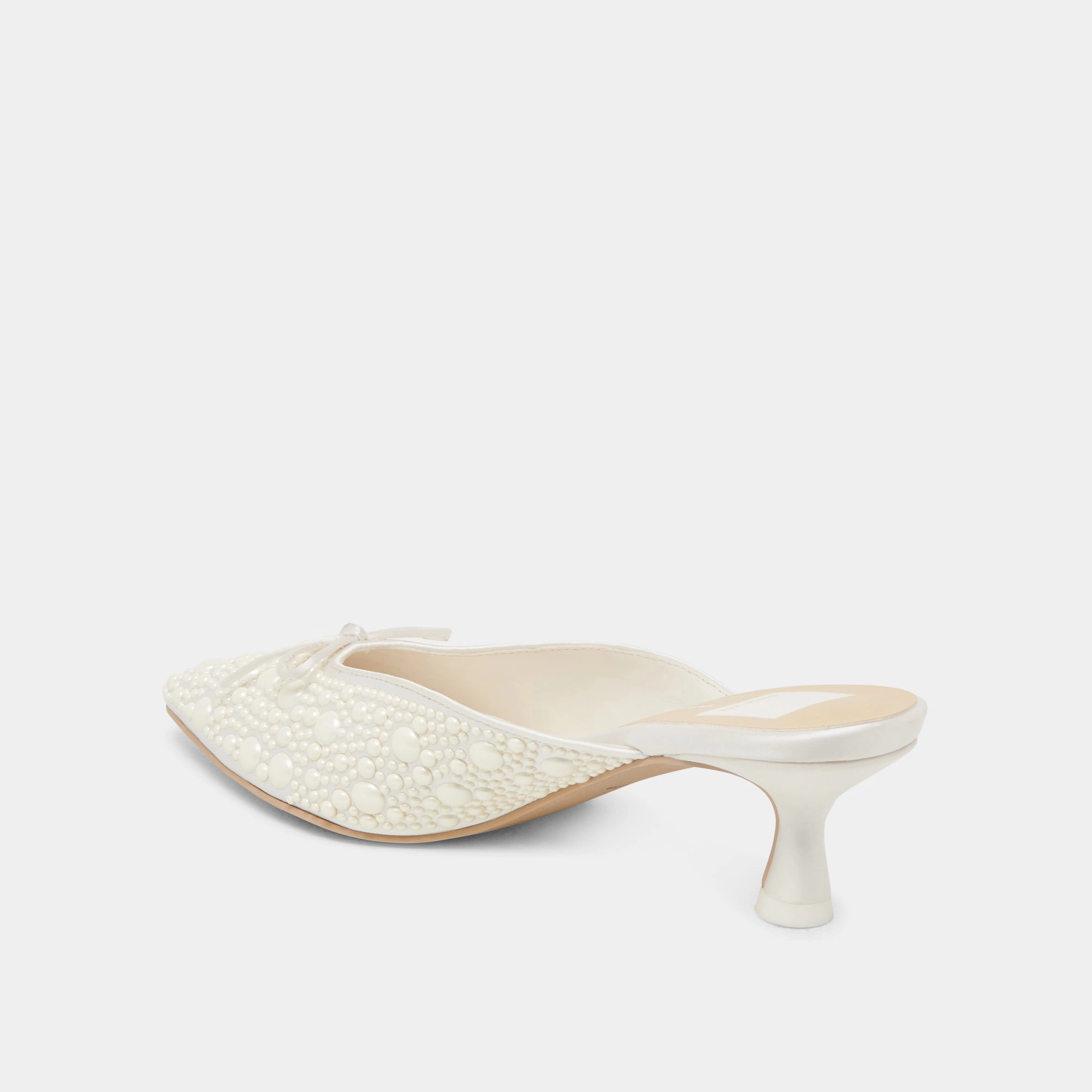 CLAYTN PEARL HEELS TRUE WHITE SATIN
