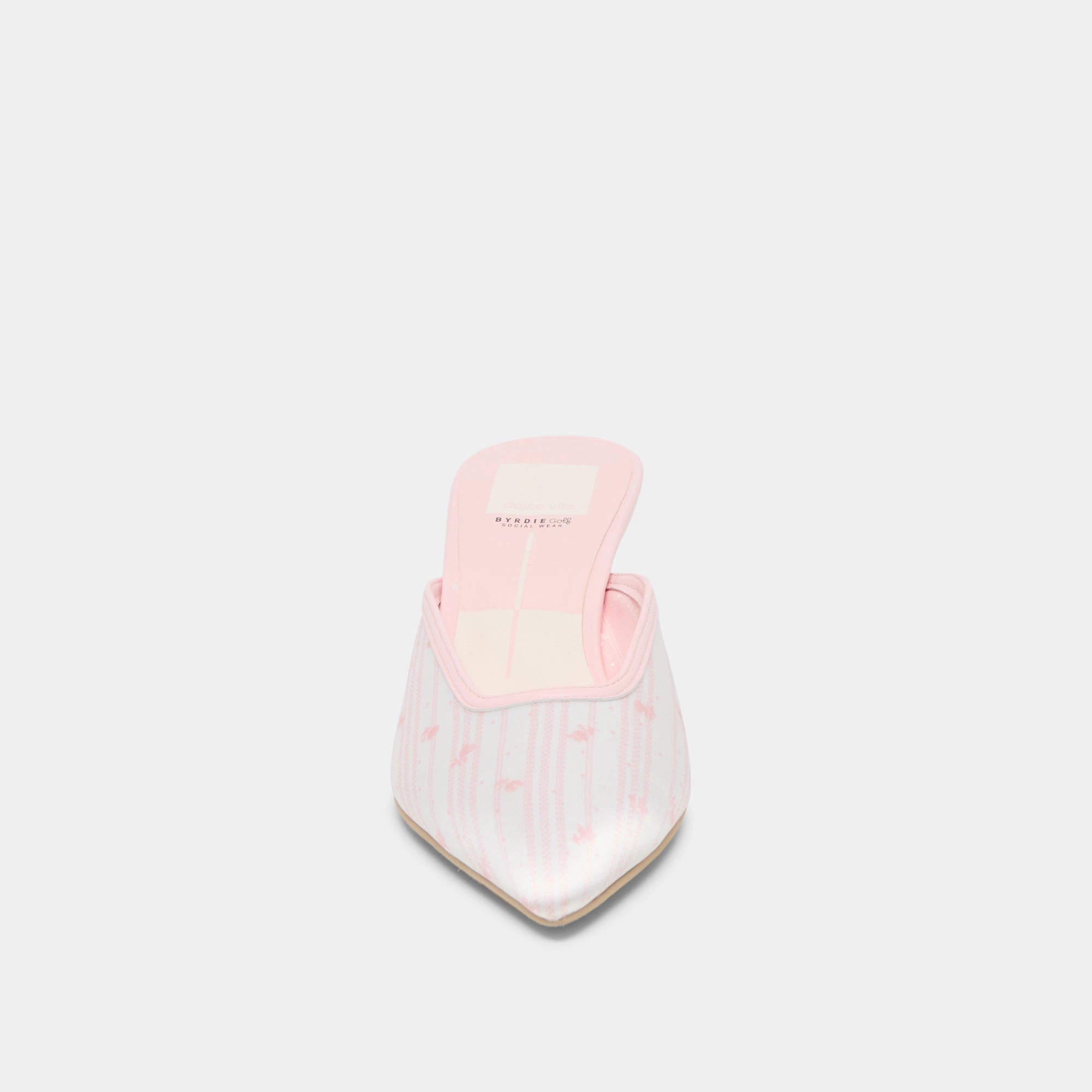 CLEO X BYRDIE GOLF HEELS PINK FLORAL SATIN