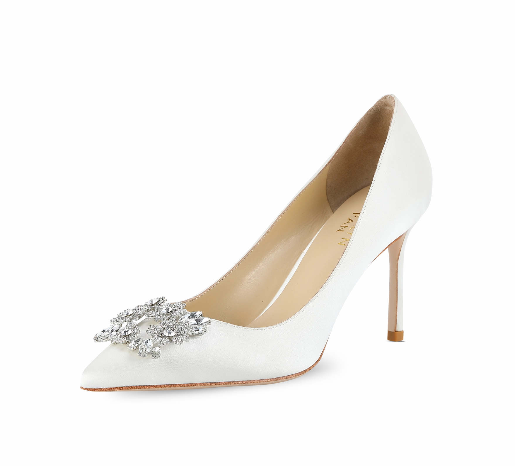 Crystal Buckle Satin Pumps