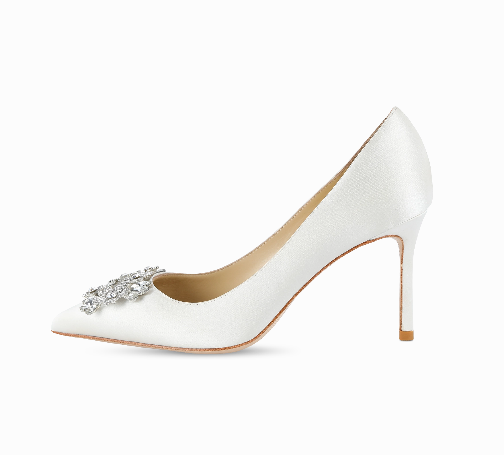 Crystal Buckle Satin Pumps