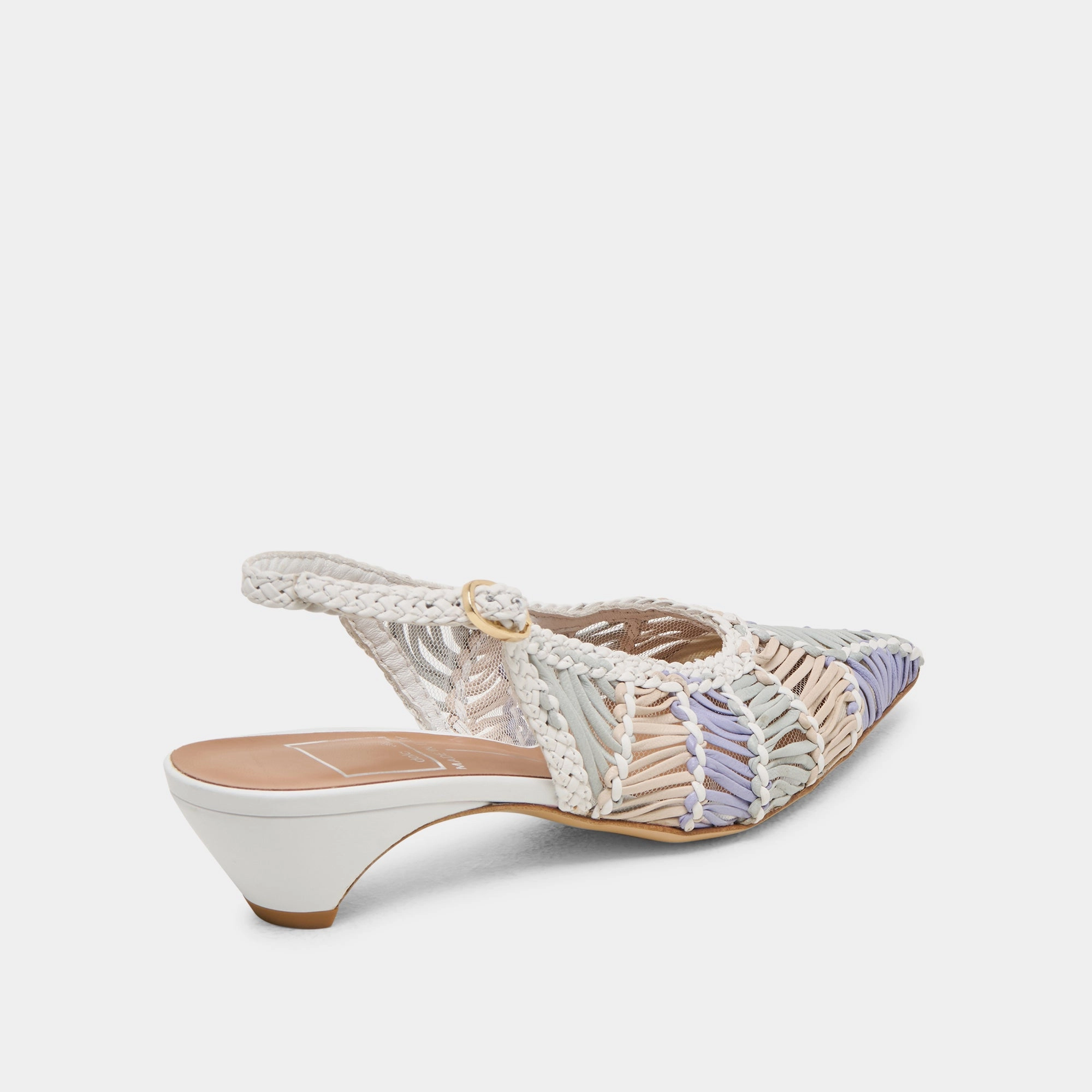 DAFNEY HEELS WHITE MULTI WOVEN LEATHER