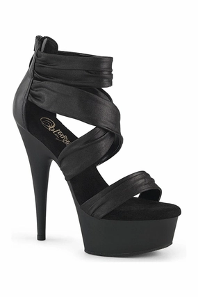 DELIGHT-620 Black Faux Leather Sandal
