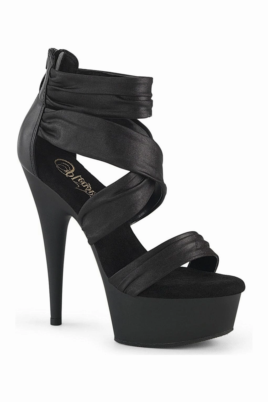 DELIGHT-620 Black Faux Leather Sandal