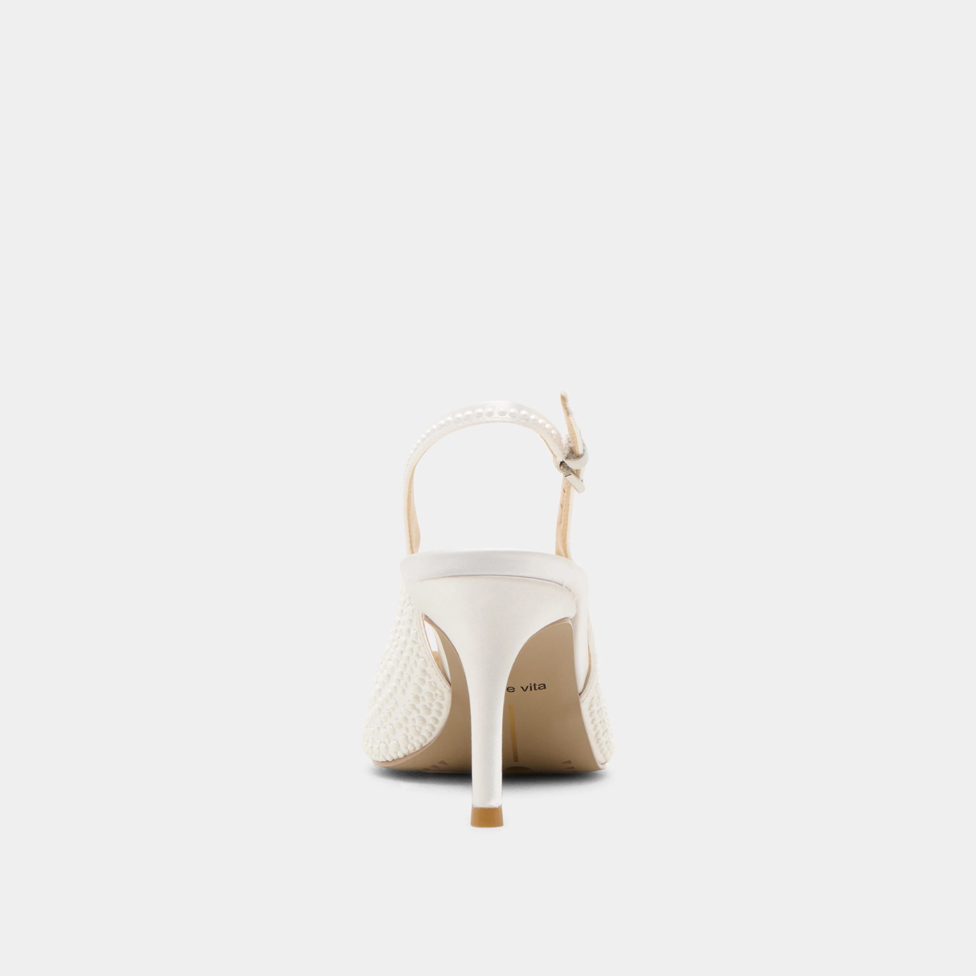 ELASI PEARL HEELS TRUE WHITE SATIN