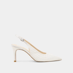 ELASI PEARL HEELS TRUE WHITE SATIN