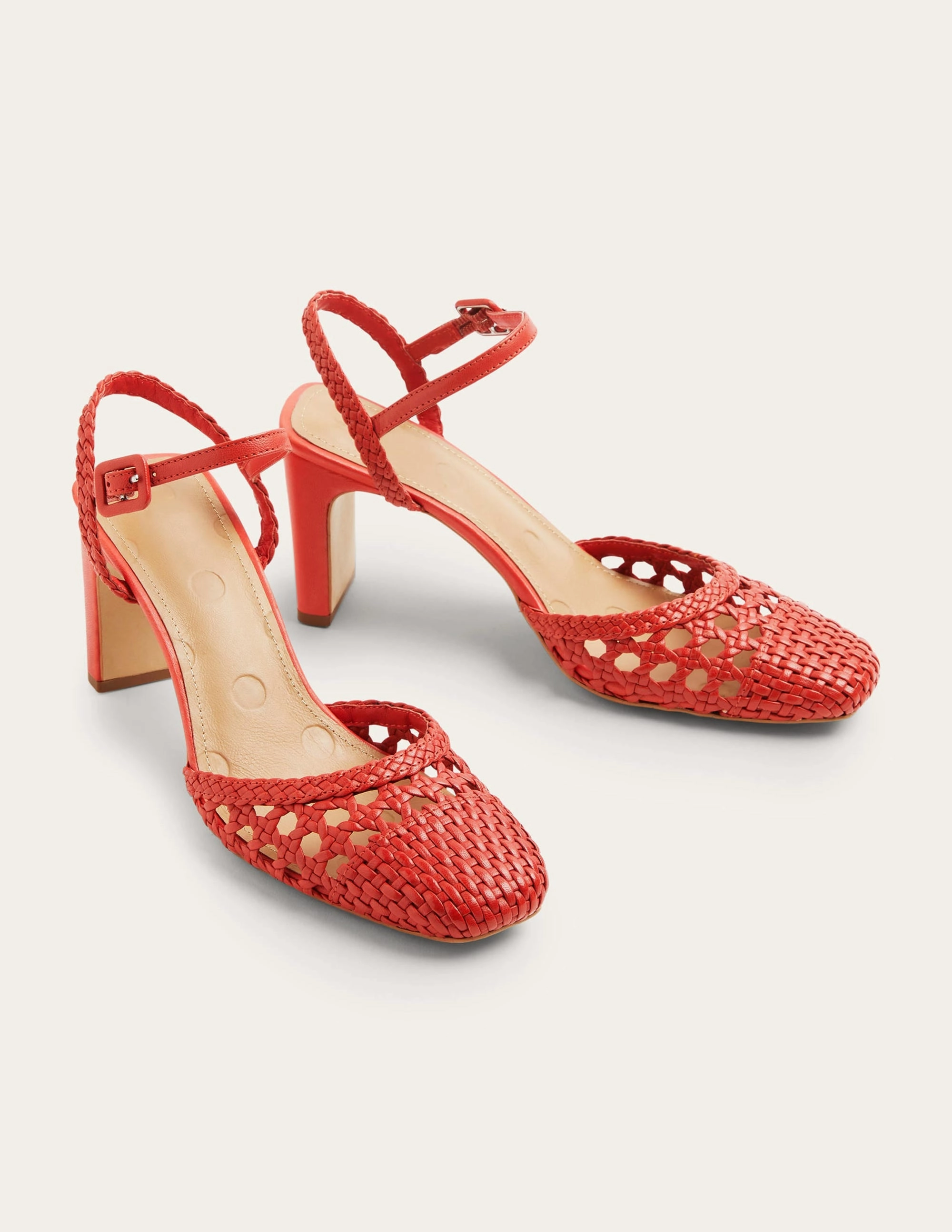 Ellie Woven Slingback Heels-Aurora Red