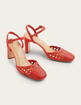 Ellie Woven Slingback Heels-Aurora Red