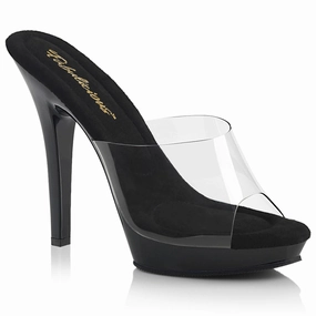 FABULICIOUS LIP-101 Clear-Black Platform Slides