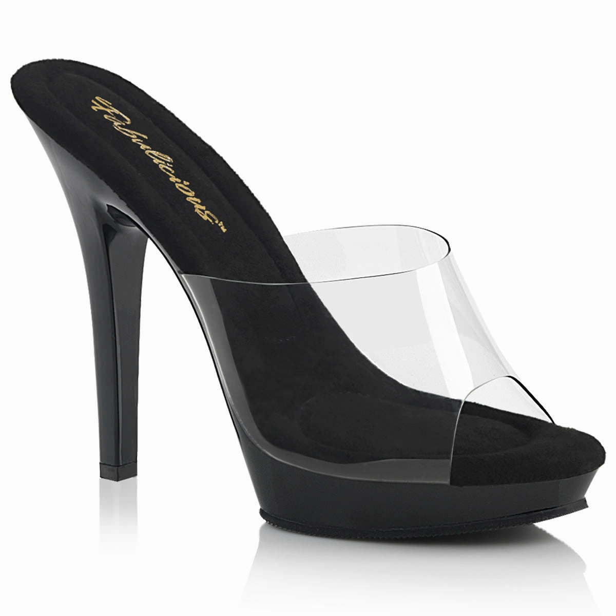 FABULICIOUS LIP-101 Clear-Black Platform Slides