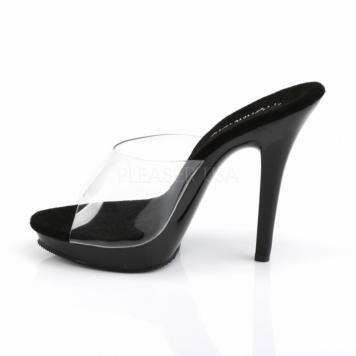 FABULICIOUS LIP-101 Clear-Black Platform Slides