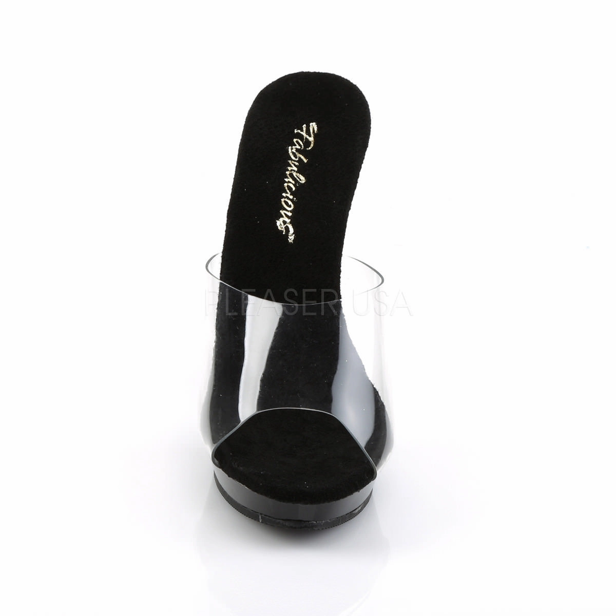 FABULICIOUS LIP-101 Clear-Black Platform Slides