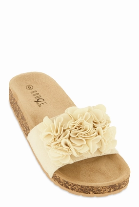 Flower Petal Band Platform Slide Sandals