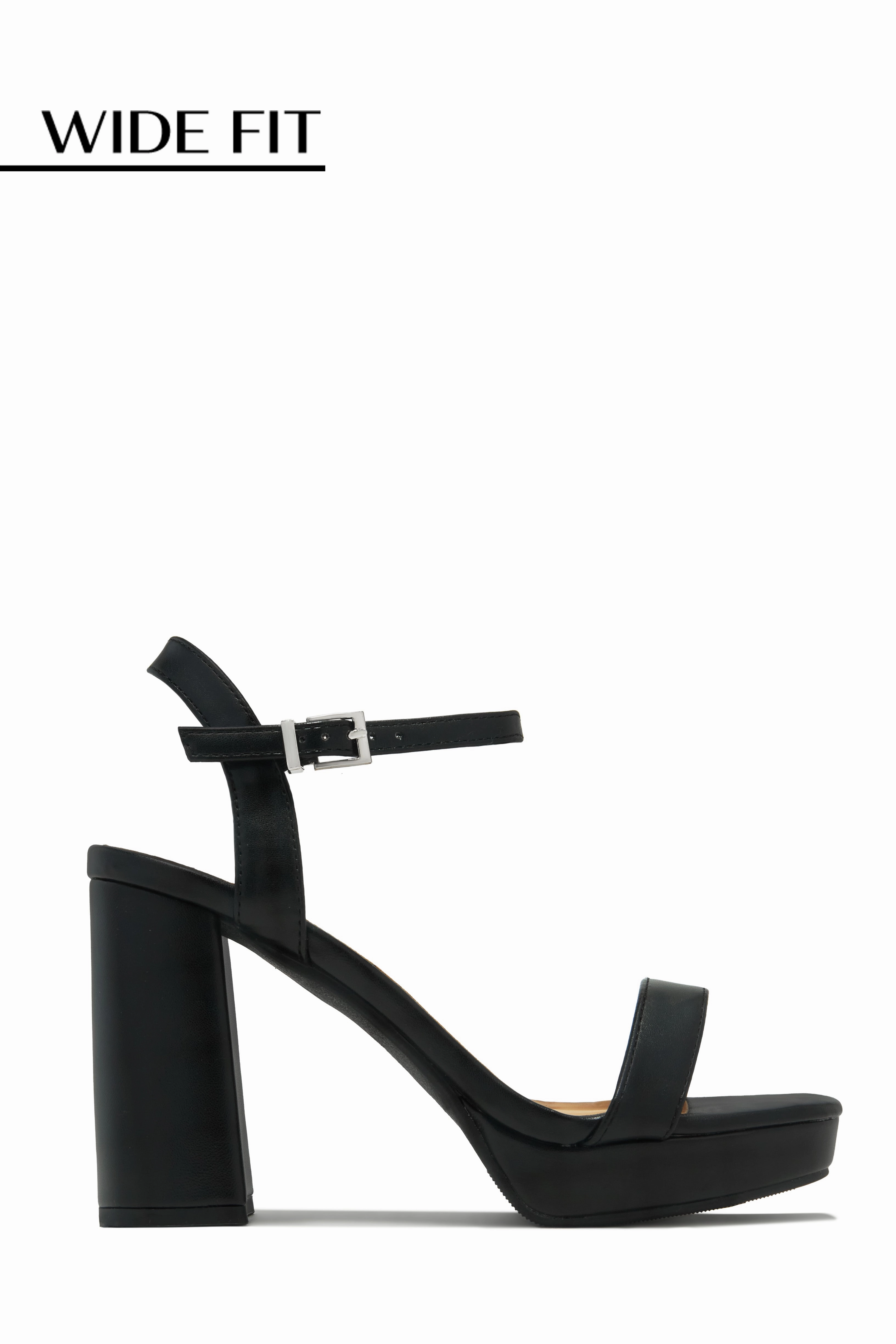 Gaby Wide Fit Platform Block Heels - Black
