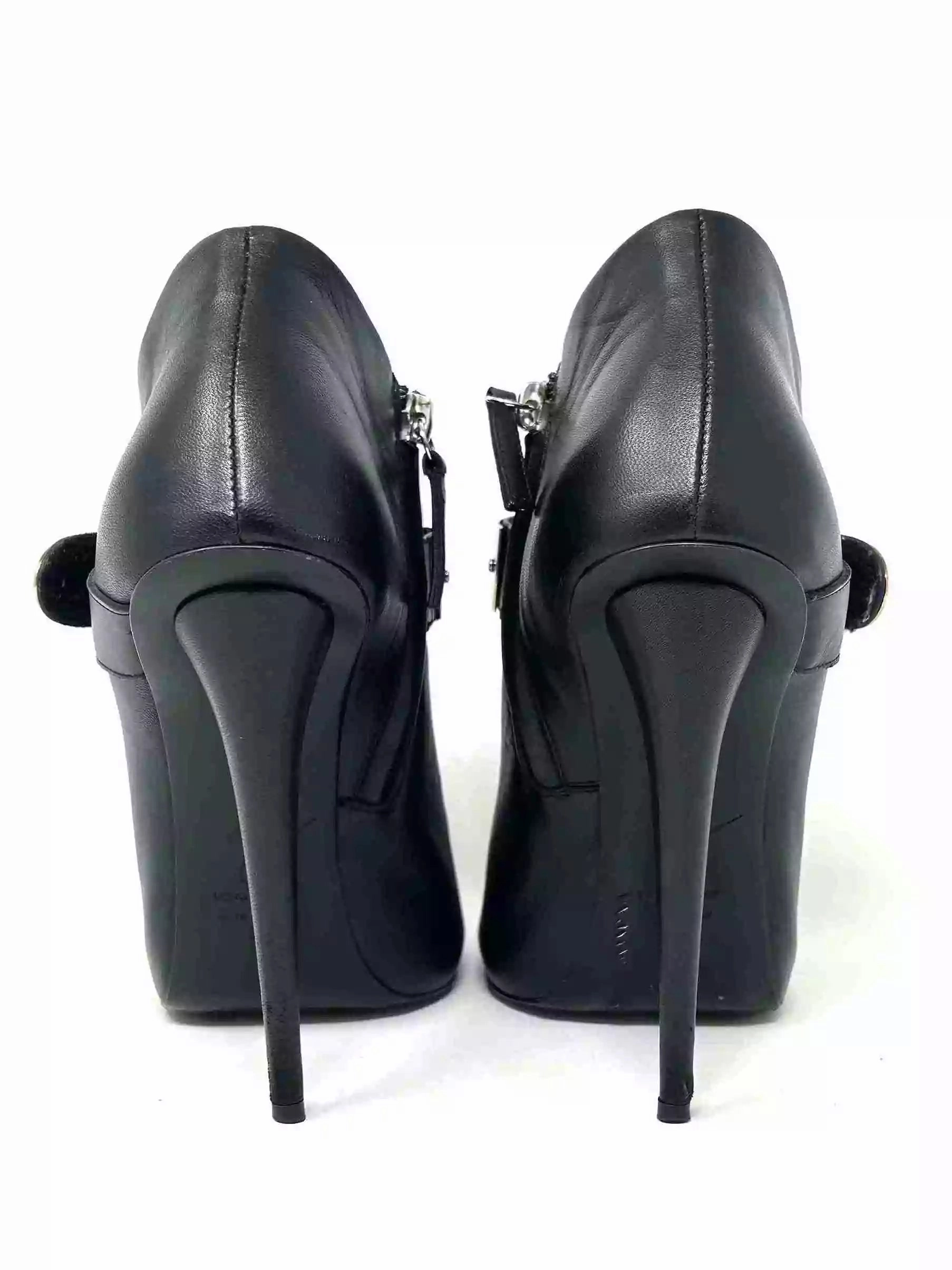 Giuseppe Zanotti Black Leather Metal Strap Open Toe Ankle Boots 38 UK 5