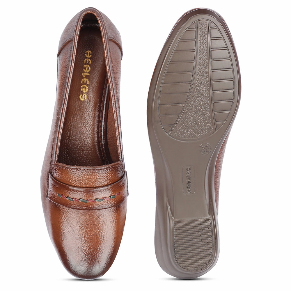 Healers Formal Tan Wedge Heel Ballerina For Women T840-02 By Liberty