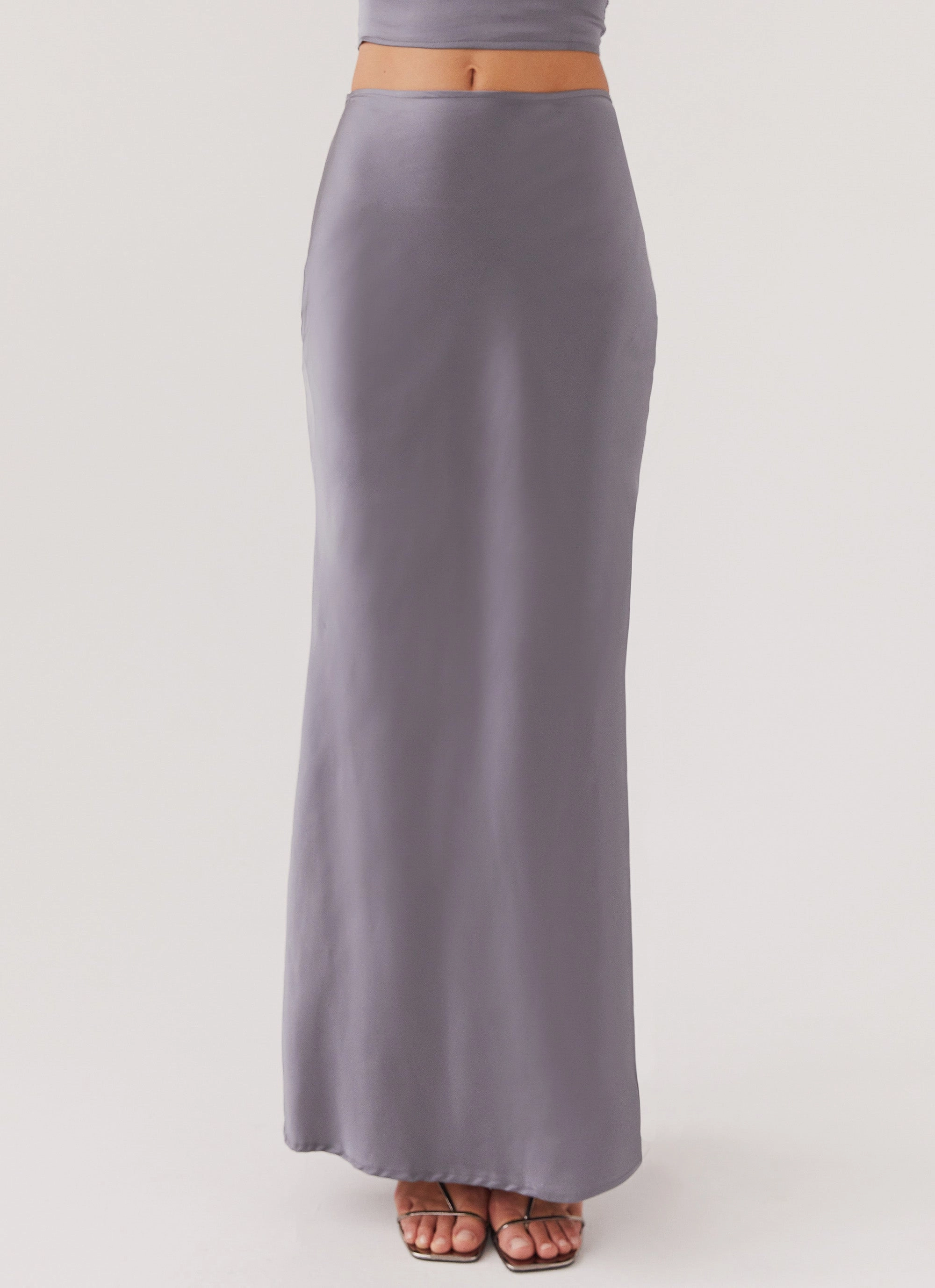 Josefina Satin Maxi Skirt - Slate