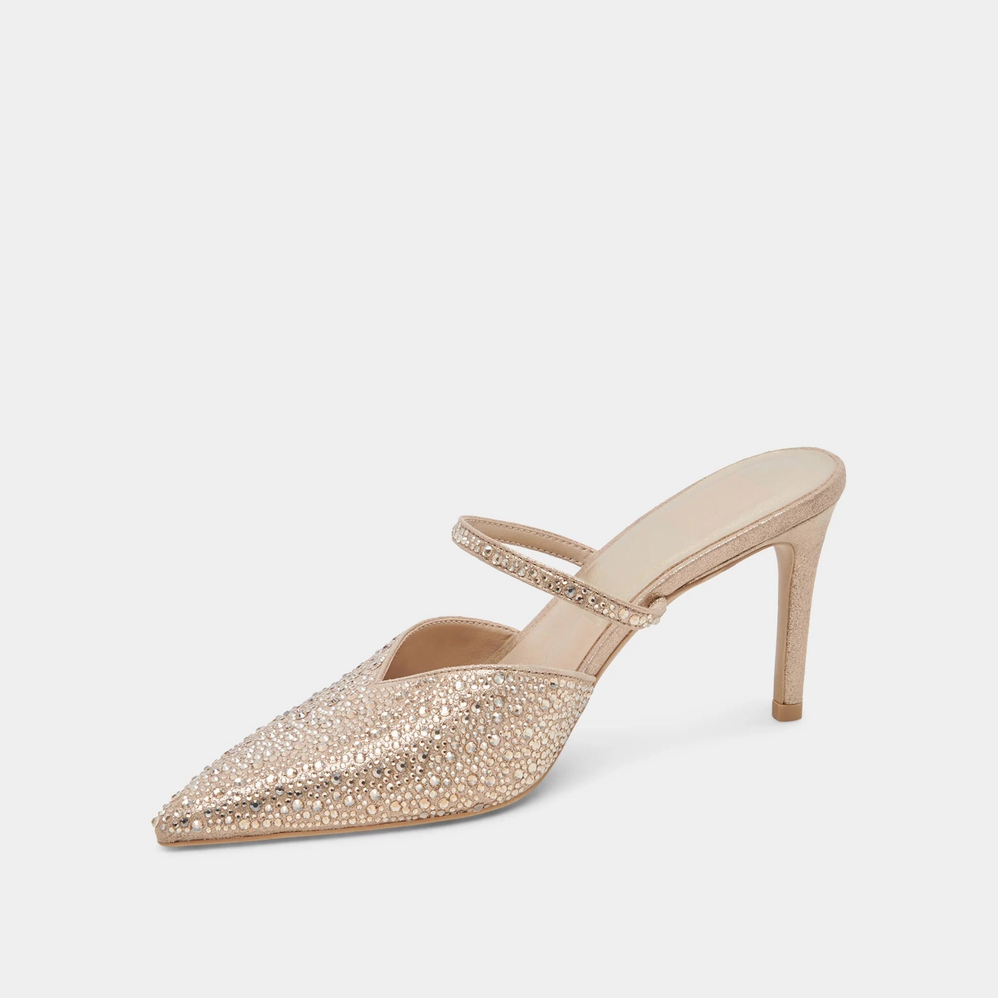 Kanika Crystal Heels - Light Gold Fabric