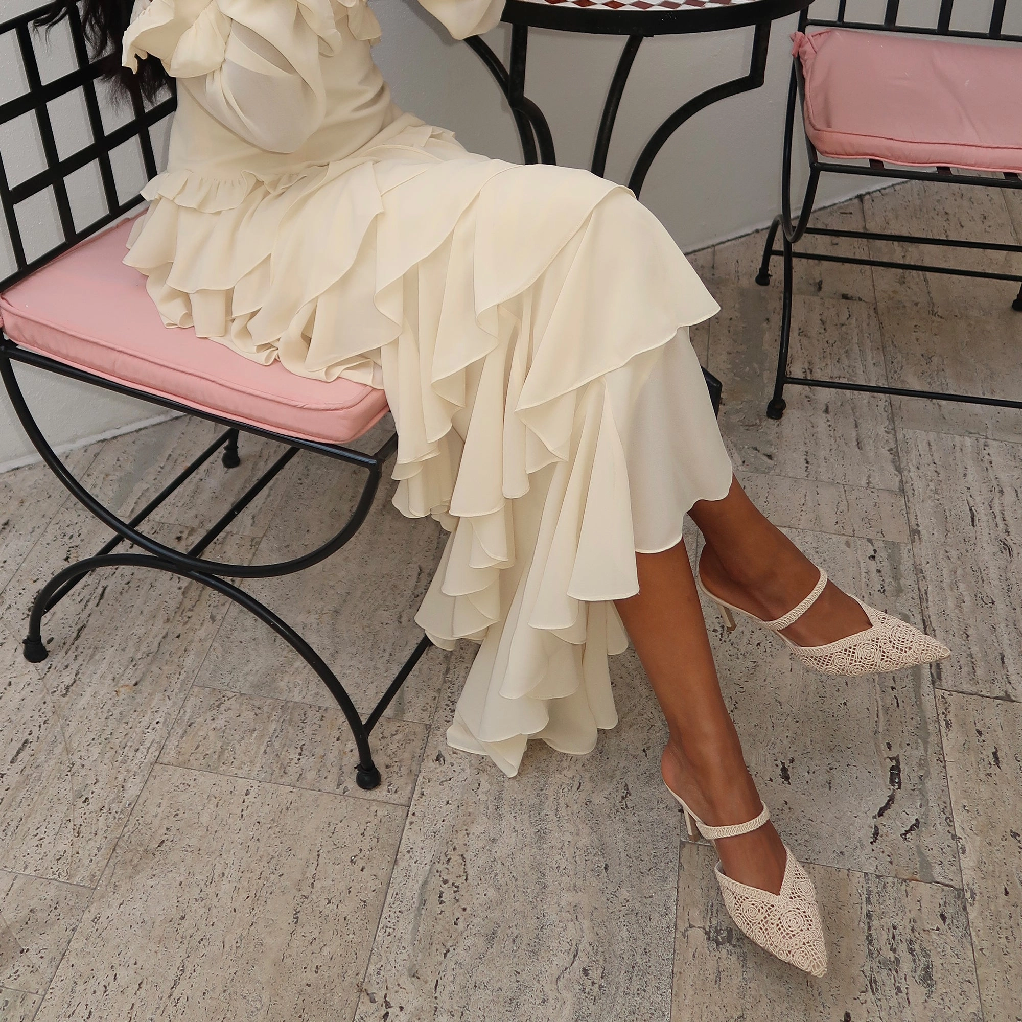 KASSY HEELS NATURAL MACRAME