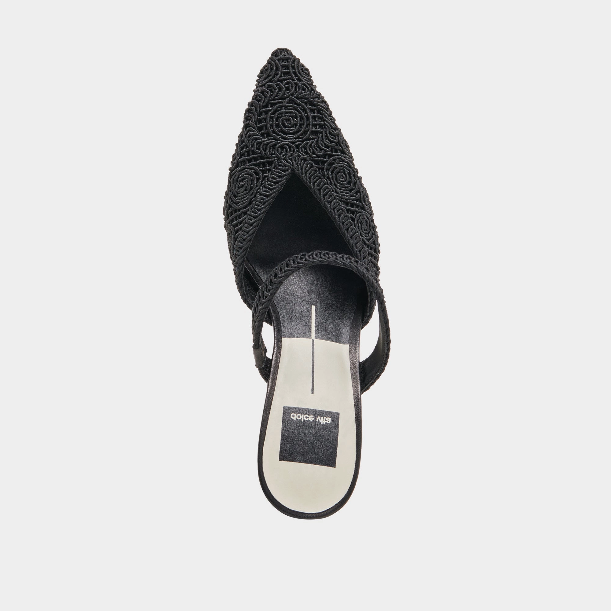 KASSY HEELS ONYX MACRAME