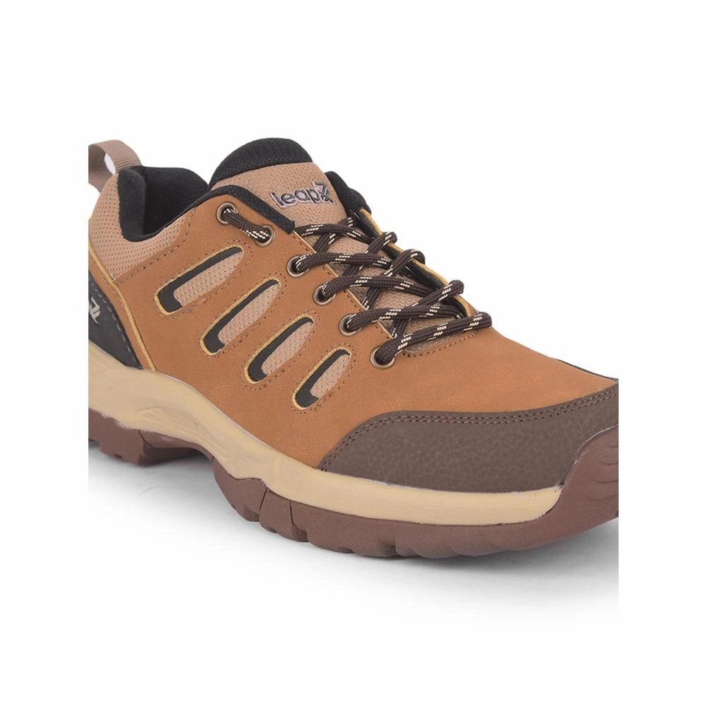 Leap7x Camel Lacing Sports Trekking Shoes For Men COLUMBO-1E By Liberty