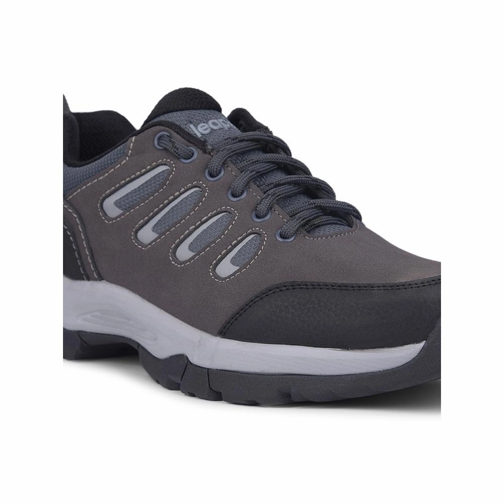 Leap7x Dark Grey Lacing Sports Trekking Shoes For Men COLUMBO-1E By Liberty