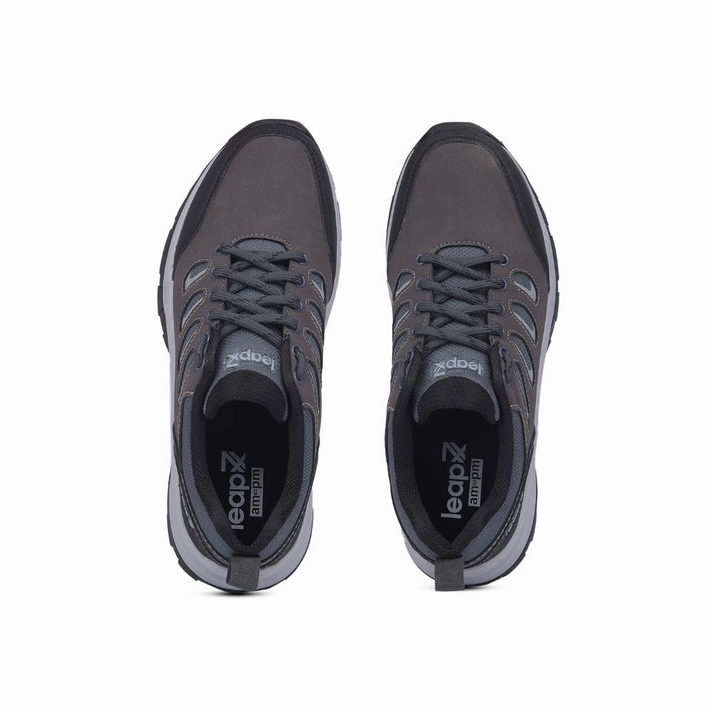 Leap7x Dark Grey Lacing Sports Trekking Shoes For Men COLUMBO-1E By Liberty