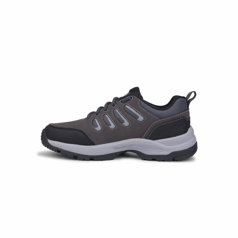 Leap7x Dark Grey Lacing Sports Trekking Shoes For Men COLUMBO-1E By Liberty