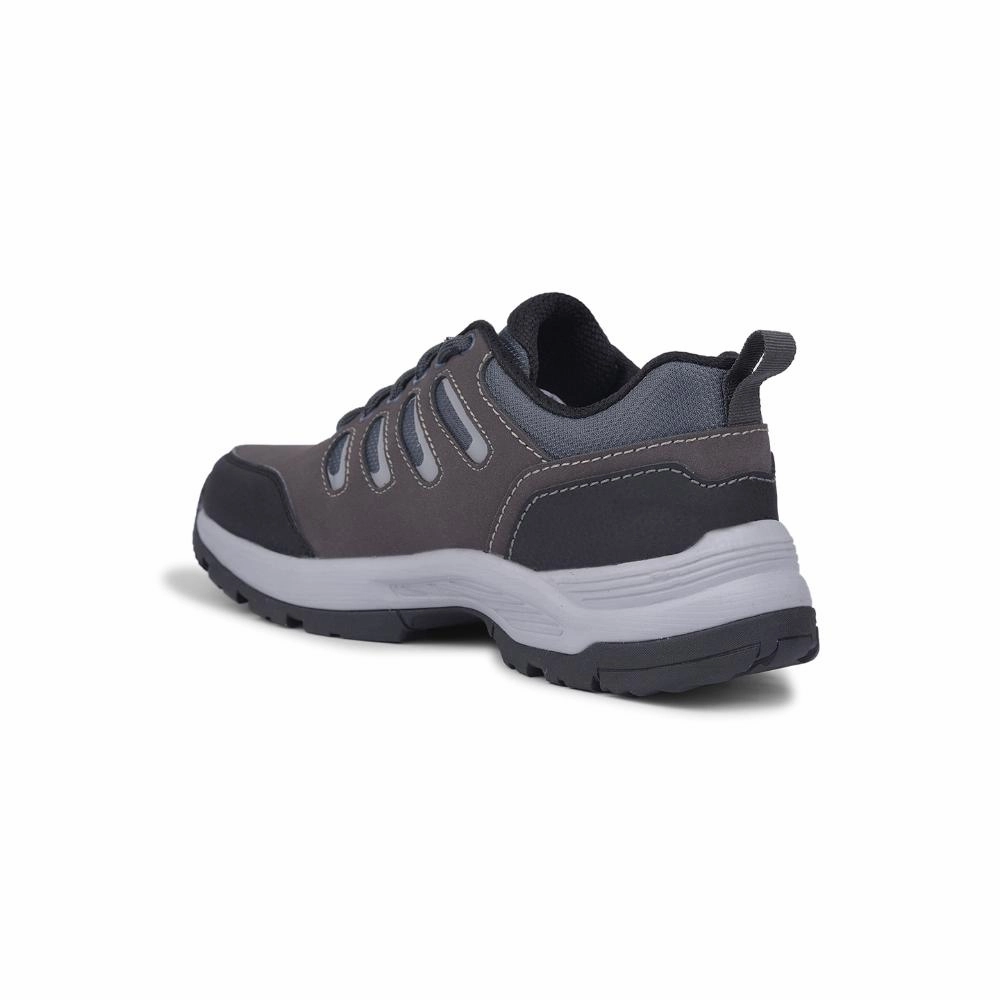 Leap7x Dark Grey Lacing Sports Trekking Shoes For Men COLUMBO-1E By Liberty