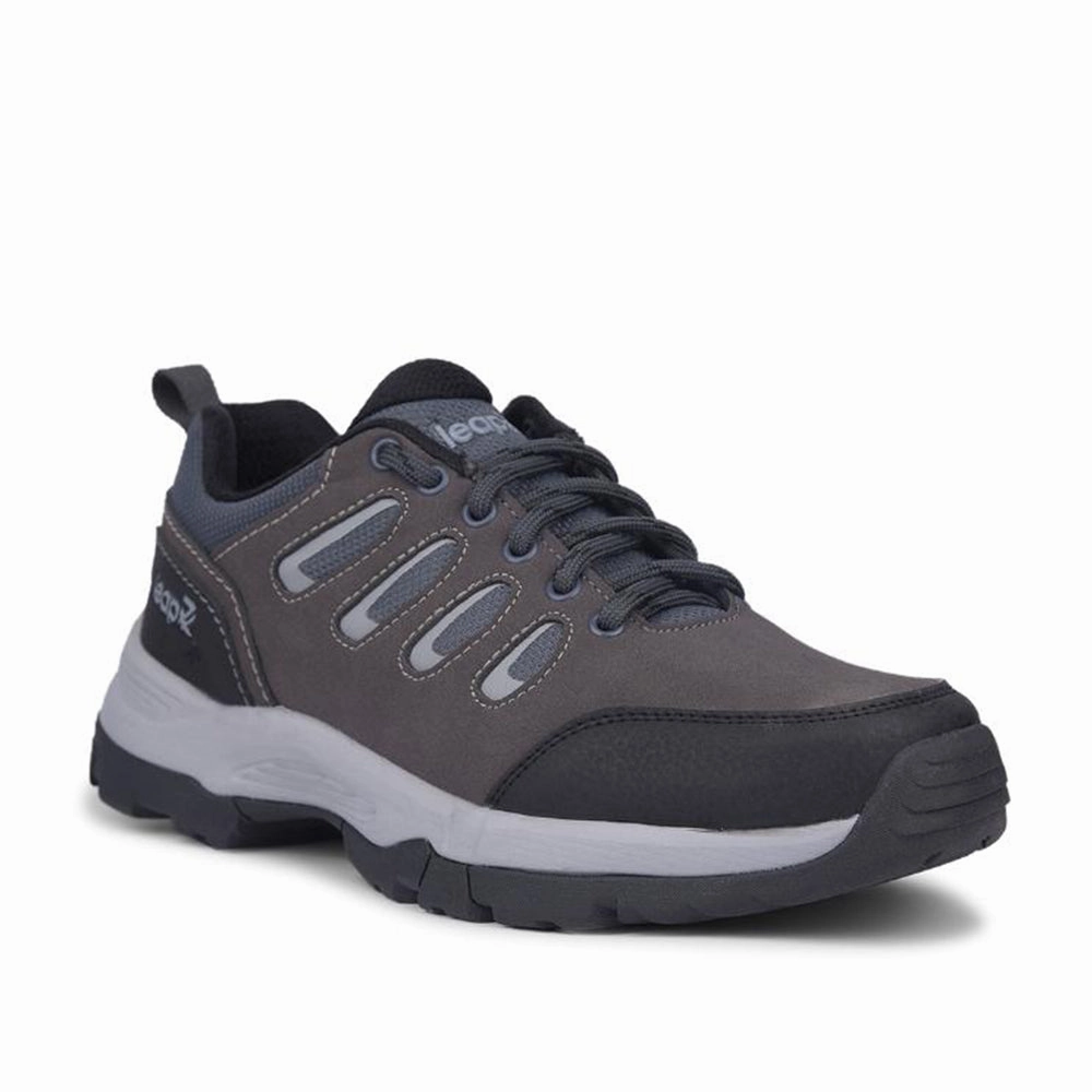 Leap7x Dark Grey Lacing Sports Trekking Shoes For Men COLUMBO-1E By Liberty