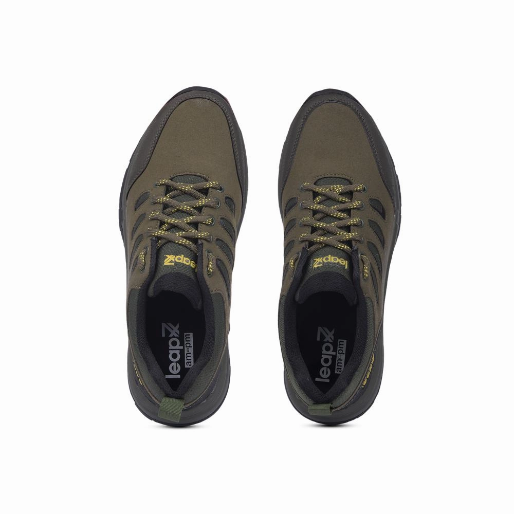 Leap7x Green Lacing Sports Trekking Shoes For Men COLUMBO-1E By Liberty