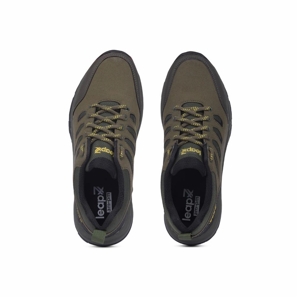 Leap7x Green Lacing Sports Trekking Shoes For Men COLUMBO-1E By Liberty