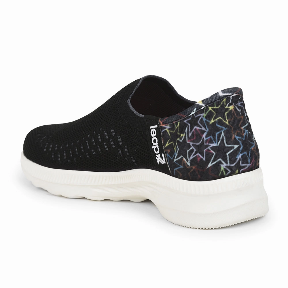 Leap7x Non Lacing Black Casual Slip on Shoes For Women EAZY By Liberty