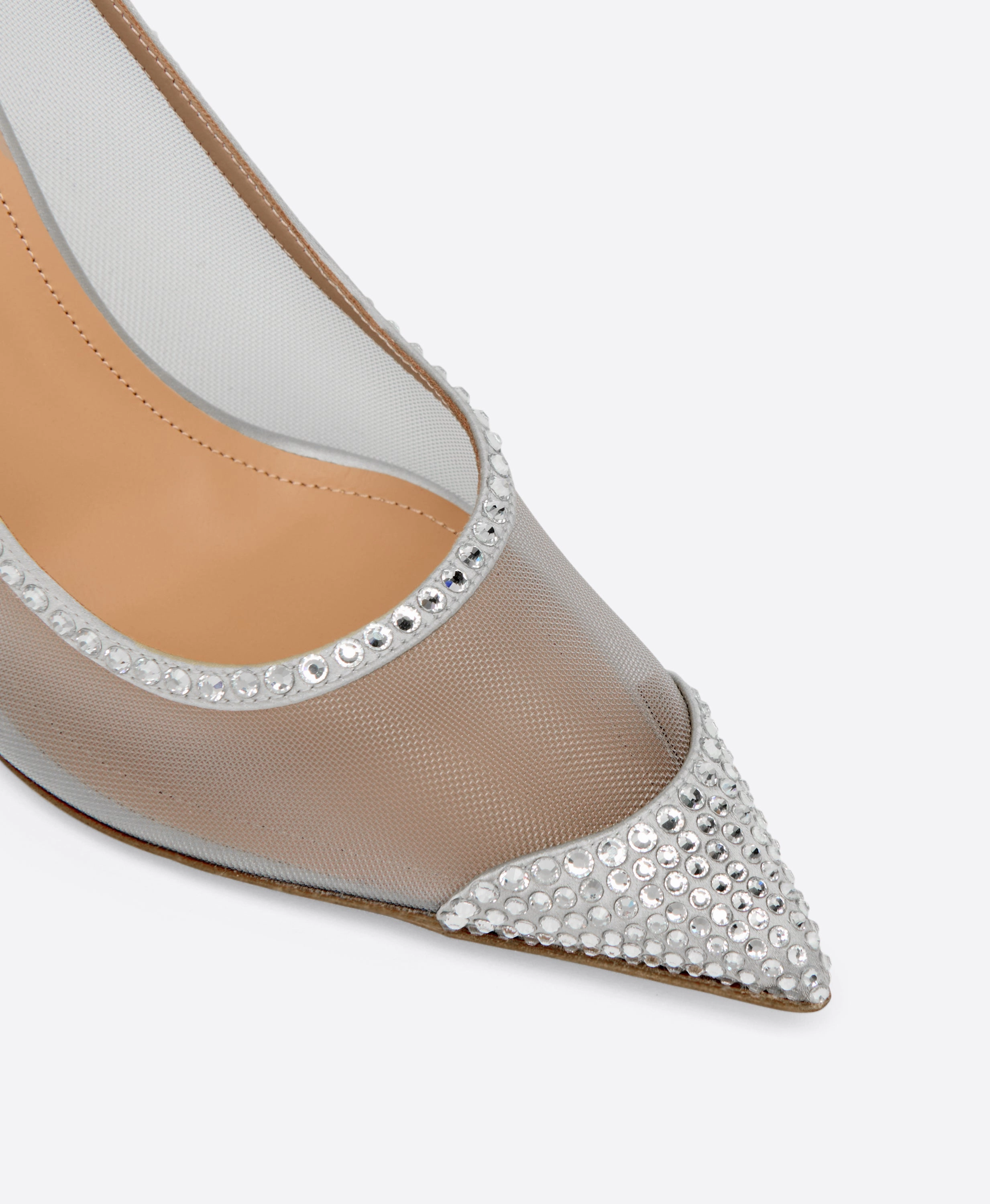 Liberty 90 Silver Embellished  Mesh Pumps
