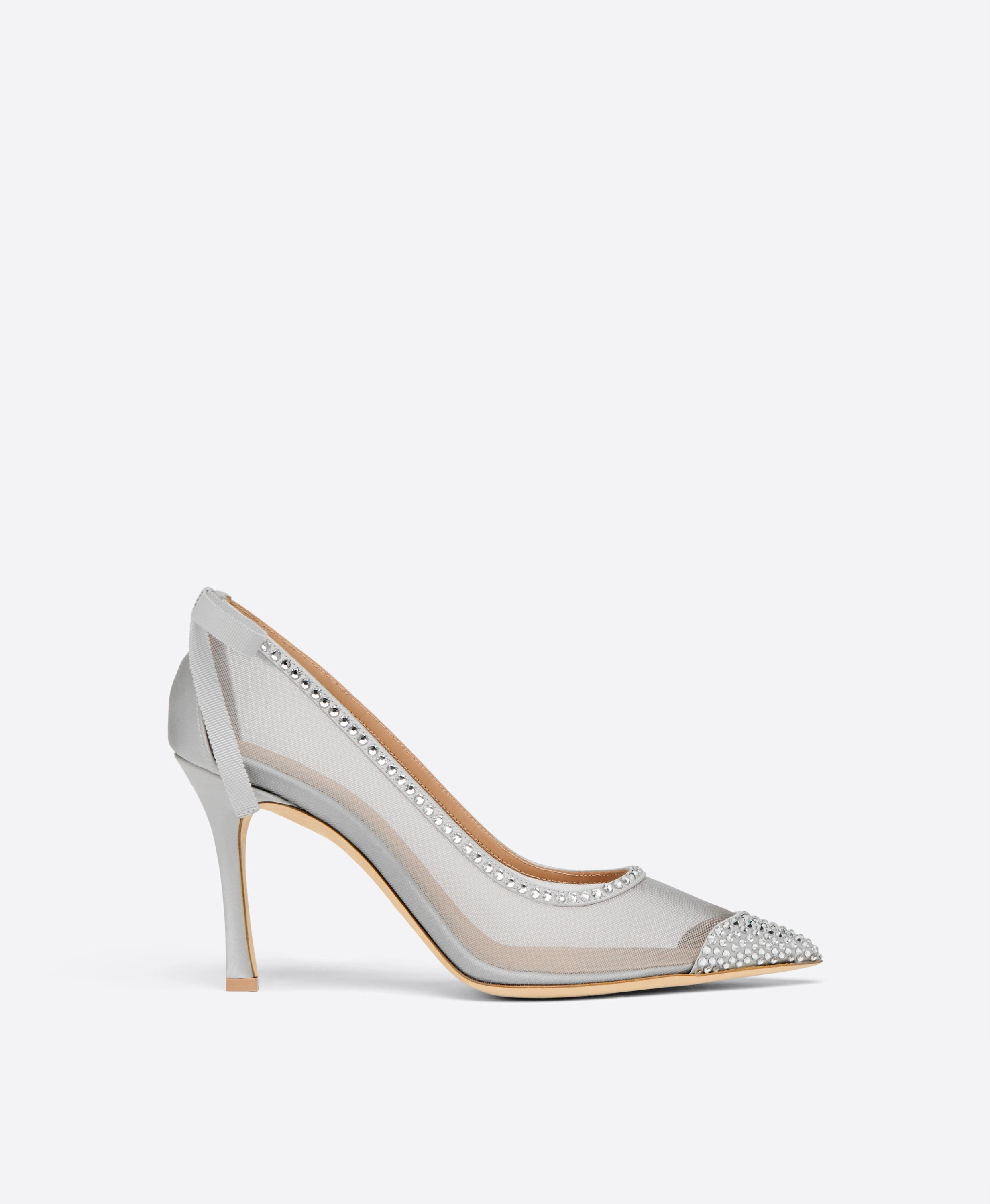 Liberty 90 Silver Embellished  Mesh Pumps