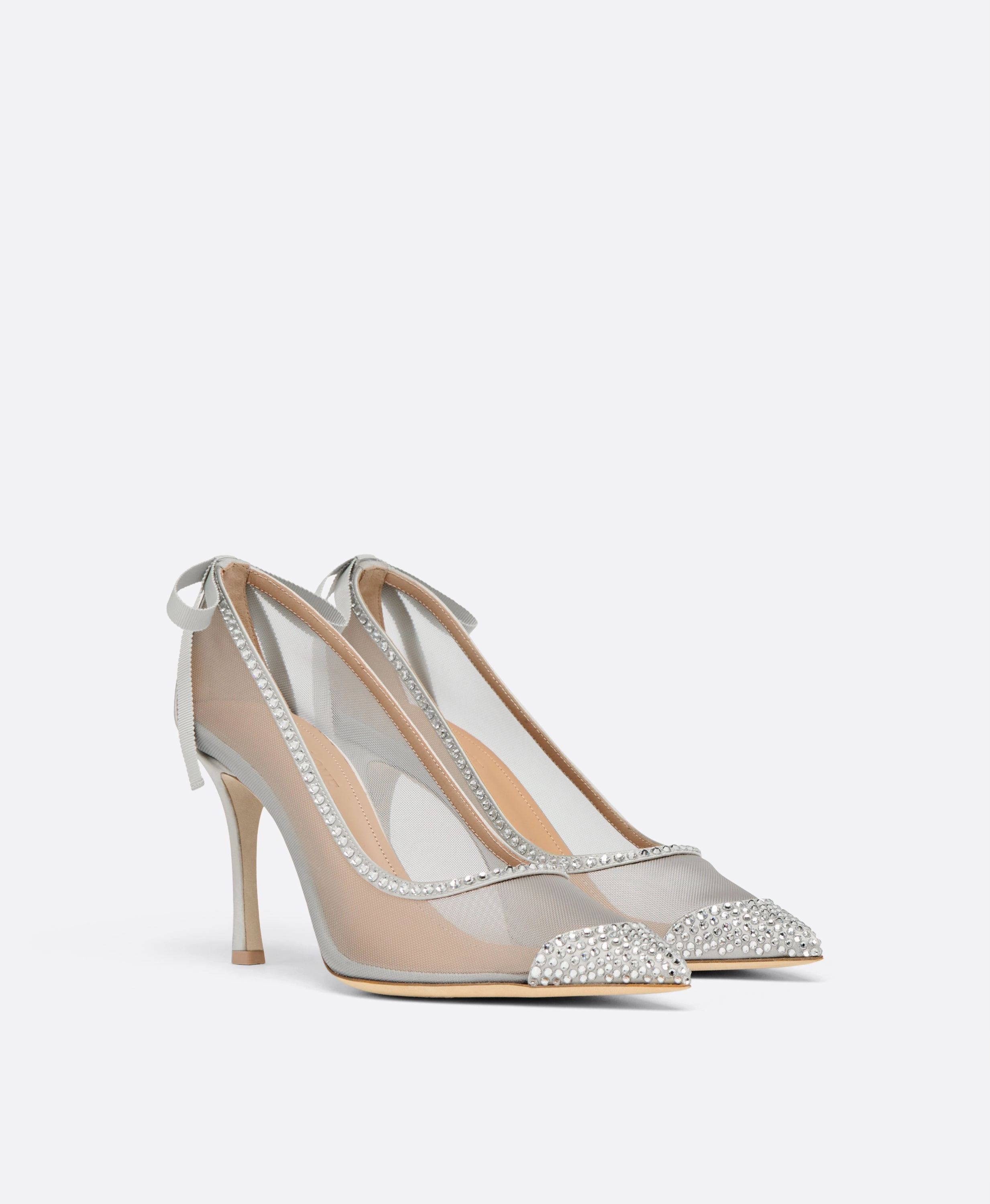 Liberty 90 Silver Embellished  Mesh Pumps