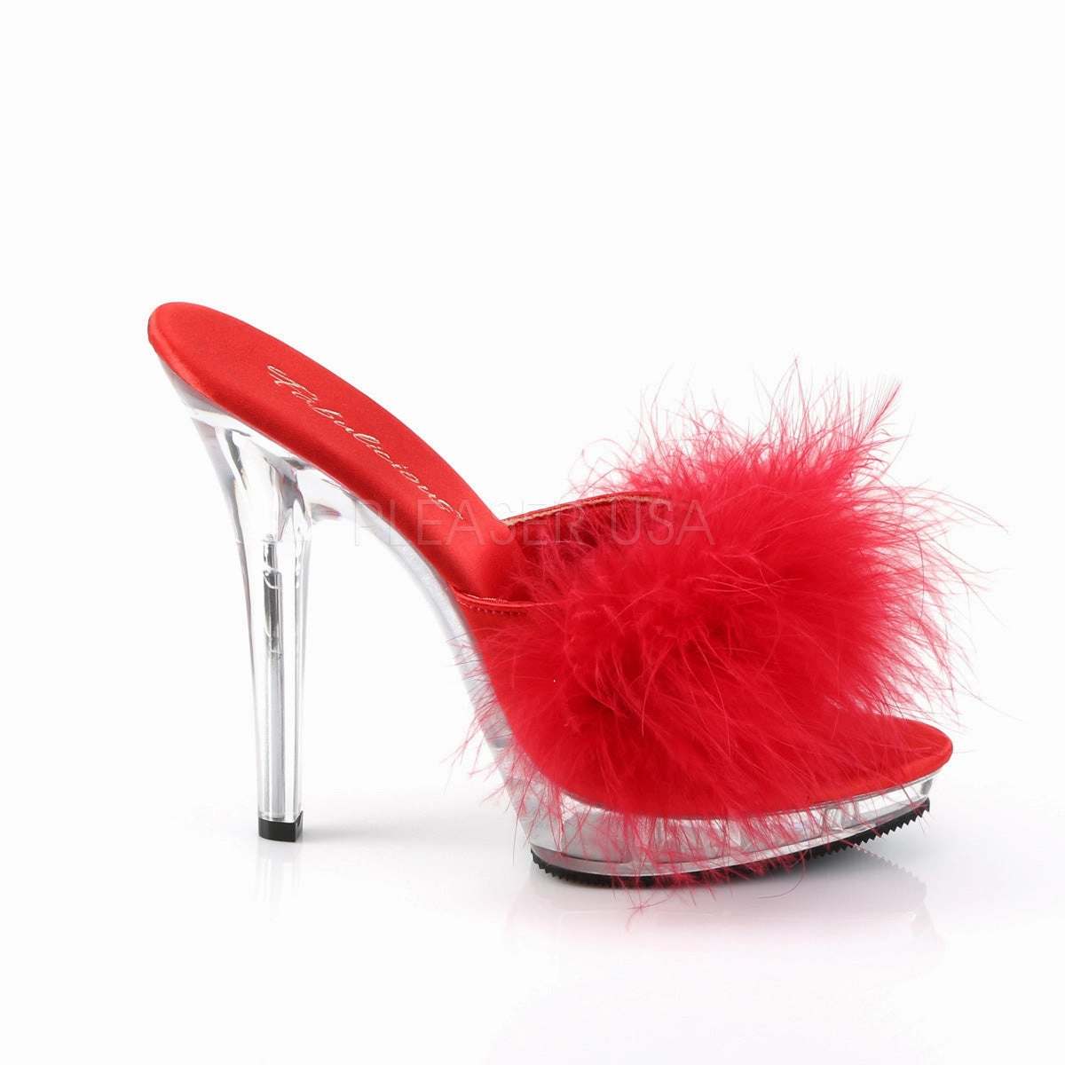 LIP-101-8  Red Satin-Fur/Clear