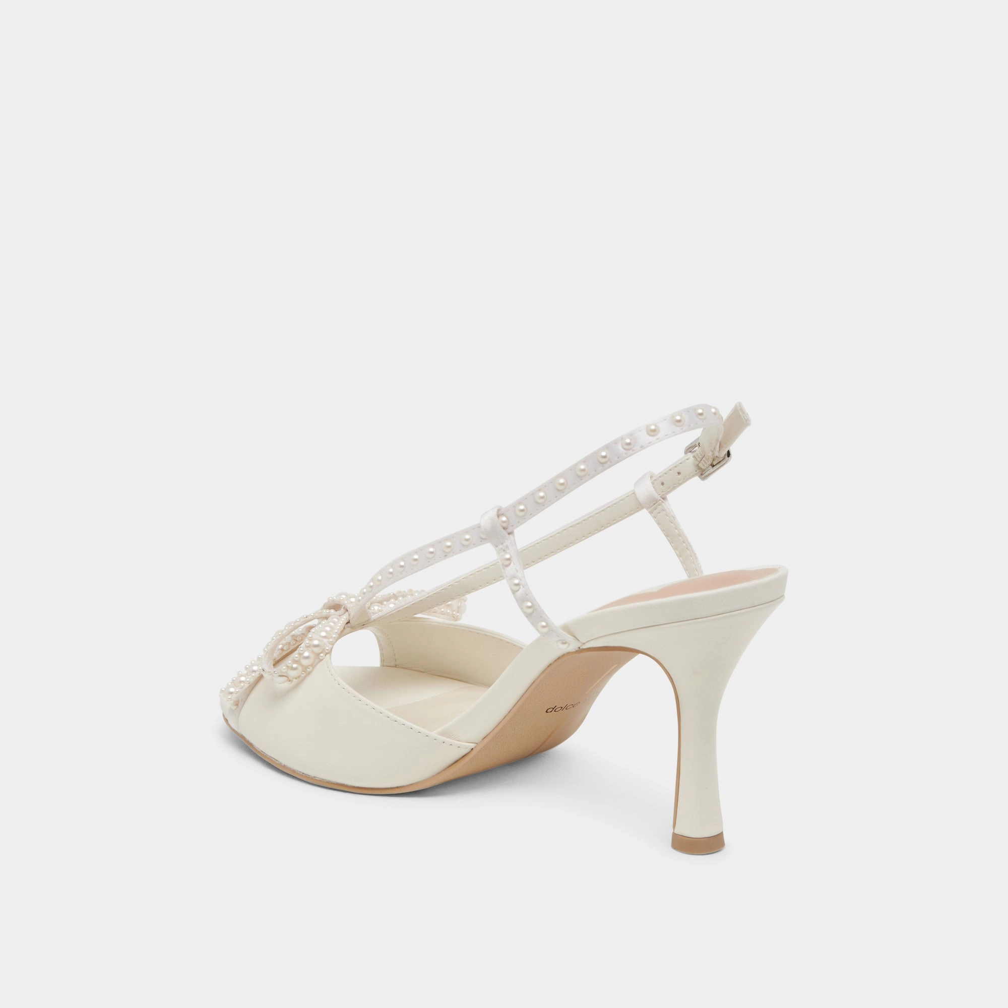 LONNY PEARL HEELS WHITE SATIN