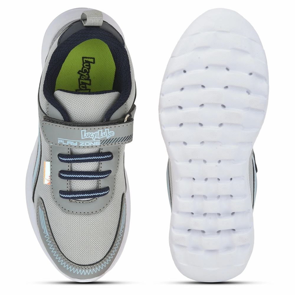 Lucy & Luke (Grey) Casual Non Lacing Shoes For Kids ZEAL By Liberty
