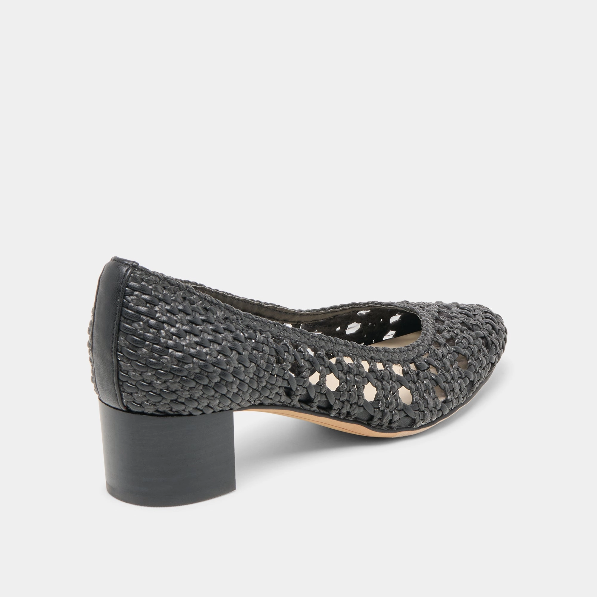LULA HEELS BLACK WOVEN RAFFIA