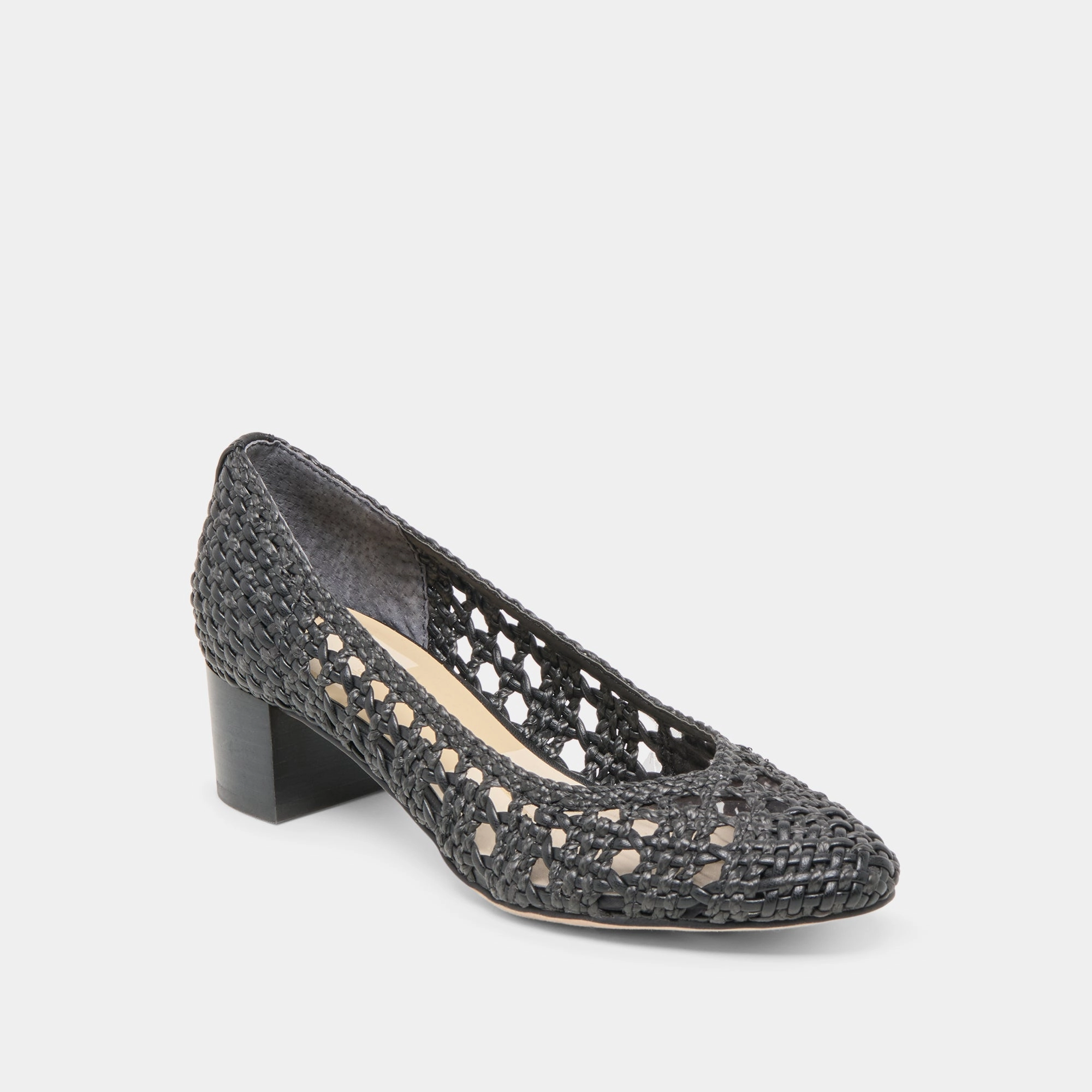 LULA HEELS BLACK WOVEN RAFFIA