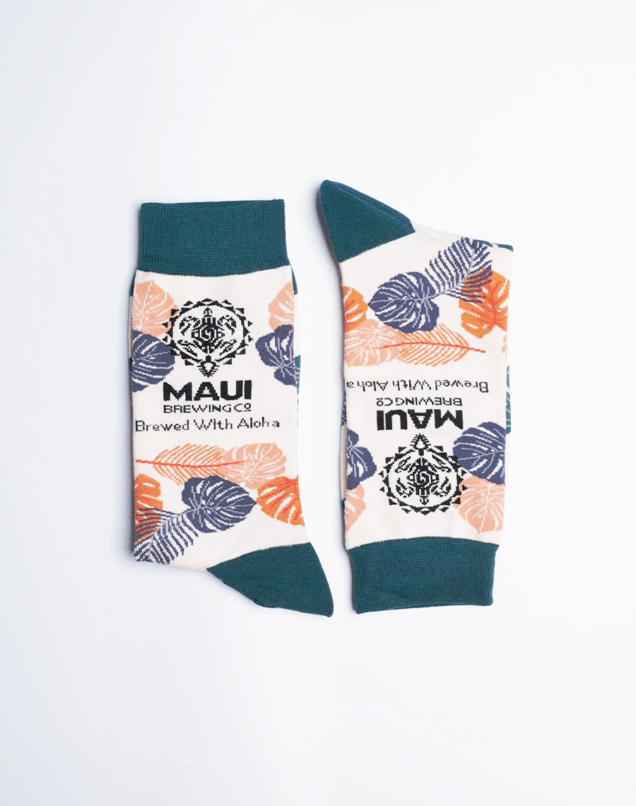 Maui Brewing Company Brewed With Aloha Floral Crew Socks