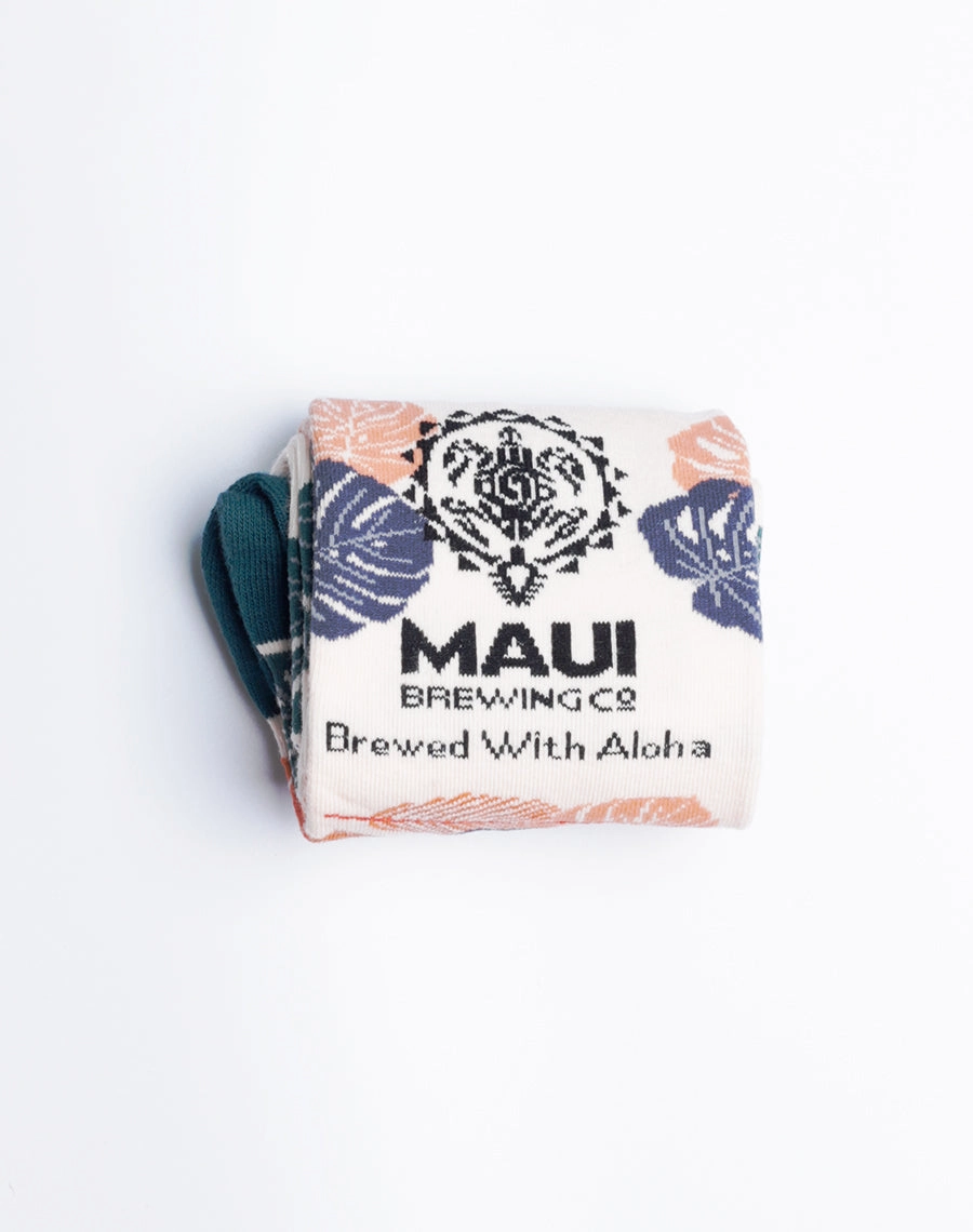 Maui Brewing Company Brewed With Aloha Floral Crew Socks