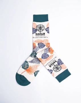 Maui Brewing Company Brewed With Aloha Floral Crew Socks