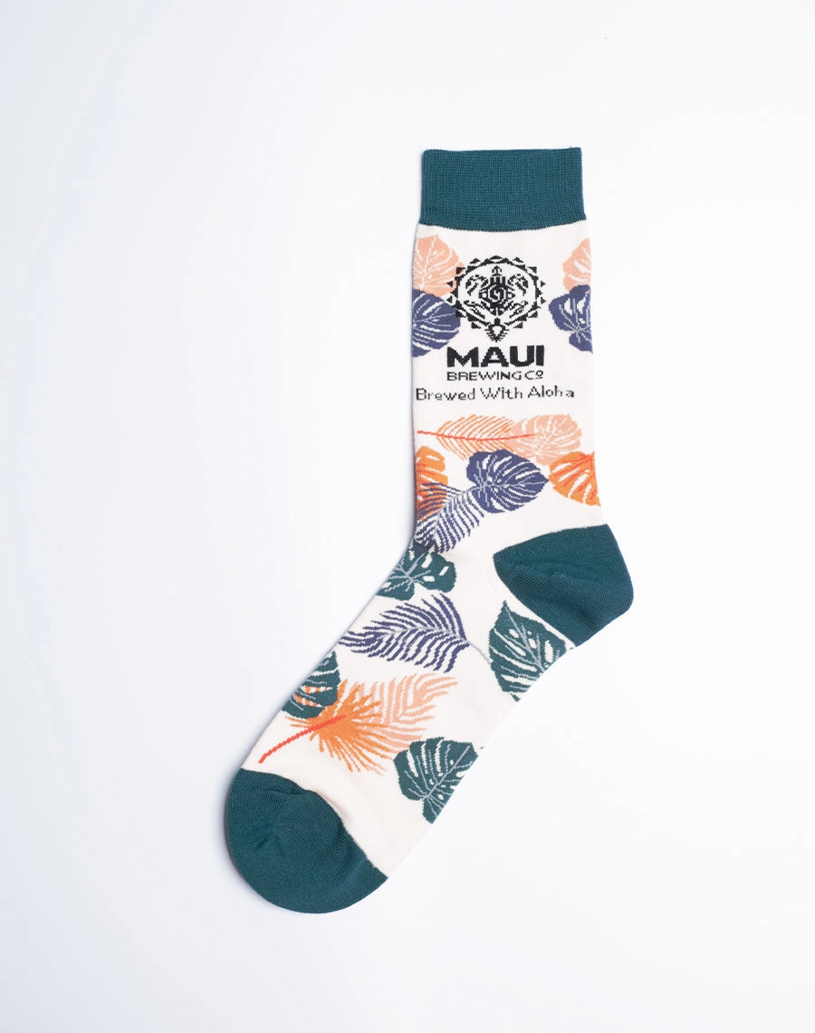 Maui Brewing Company Brewed With Aloha Floral Crew Socks